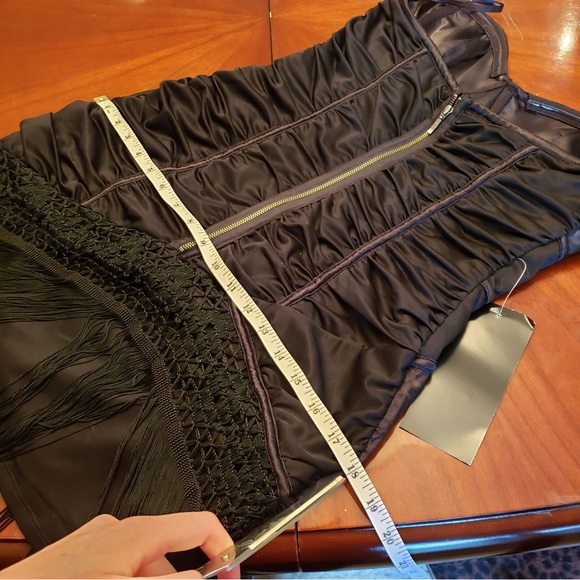 NWT BEBE Beaded Black Fringe Flapper Dress - Picture 10 of 13